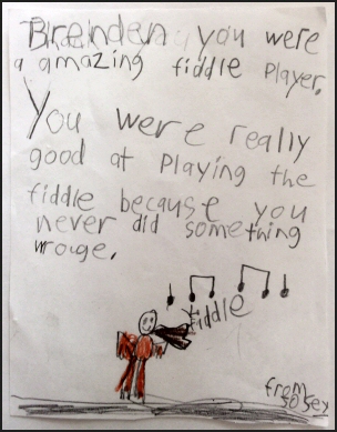 Drawing and note from a child